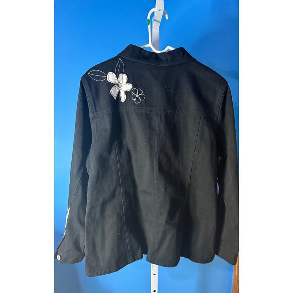 Black Jeans Jacket with Embroidery Size XL - Picture 2 of 5
